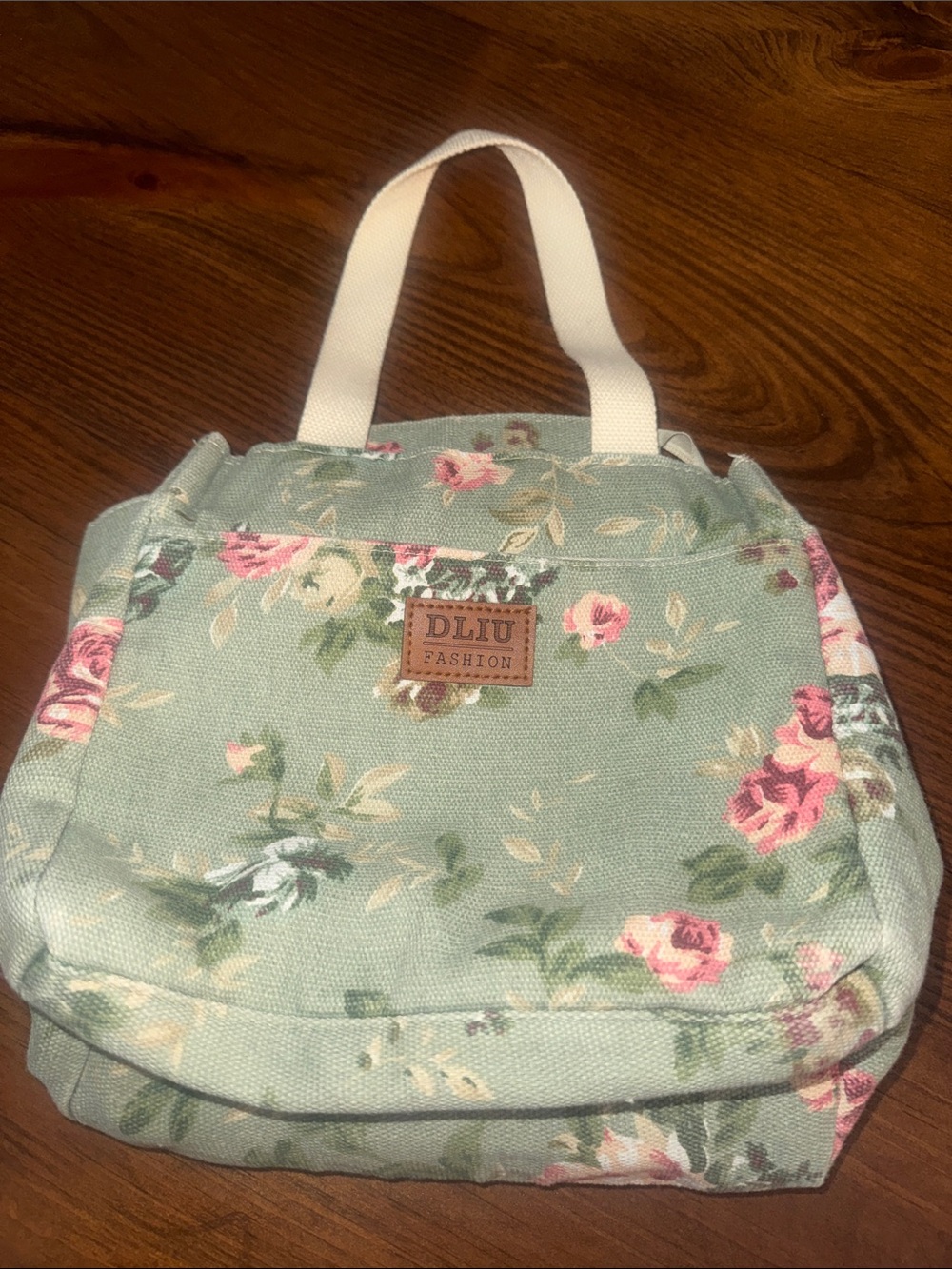Floral Canvas lunch Bag in Sage Green - Picture 9 of 11